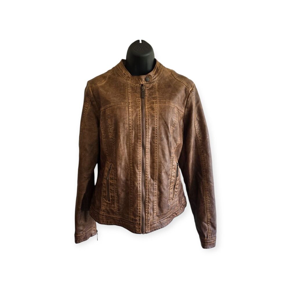 Urbanology Long Sleeve Zip Jacket Women Large Light Brown